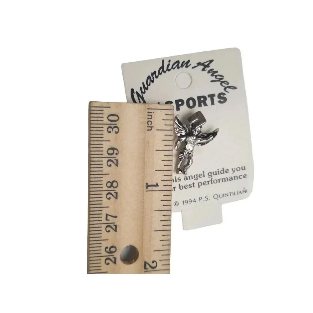 Guardian Angel of Sports Graduate Lapel Brooch Pin Silver Tone Vintage